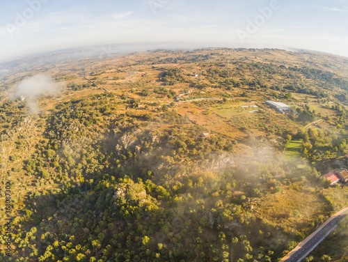 Aerial view of landscape in National Park of Spain. Drone Photo photo