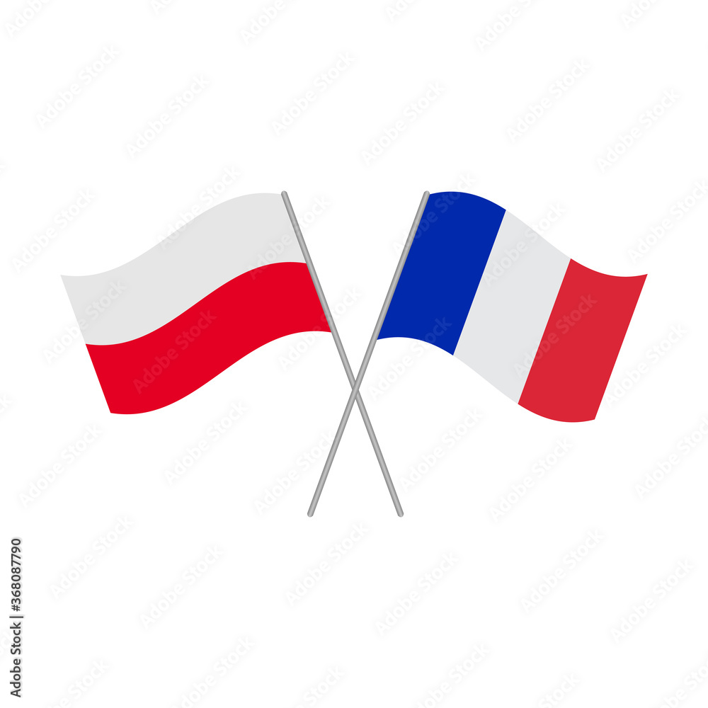 Polish and French flags icon isolated on white background. Vector illustration Polish and French flags icon isolated on white background. Vector illustration