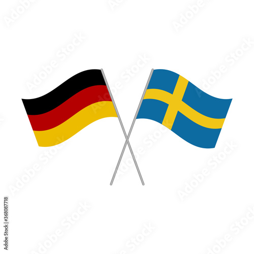German and Swedish flags icon isolated on white background. Vector illustration