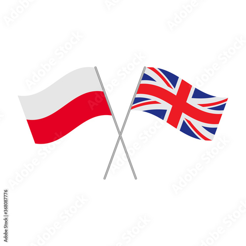 Polish and British flags icon isolated on white background. Vector illustration