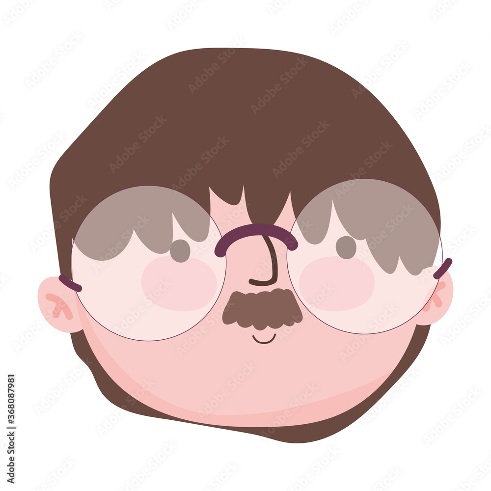 grandparents day, old man grandpa cartoon character face isolated icon design