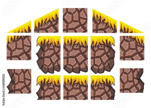 vector illustration of stone texture, in cartoon style and tileable,
Useful for Website and Print backgrounds, game element and tileset
it can be used for game background too.
