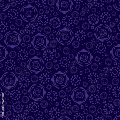 Abstract colorful simple ethnic ornament seamless pattern, violet ornament isolated on dark purple background