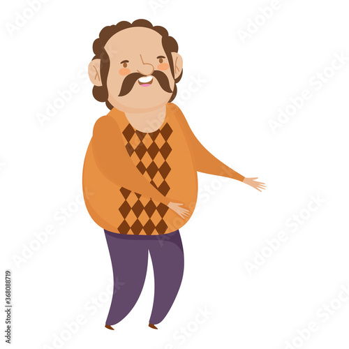 grandparents day, grandpa standing character cartoon isolated icon design
