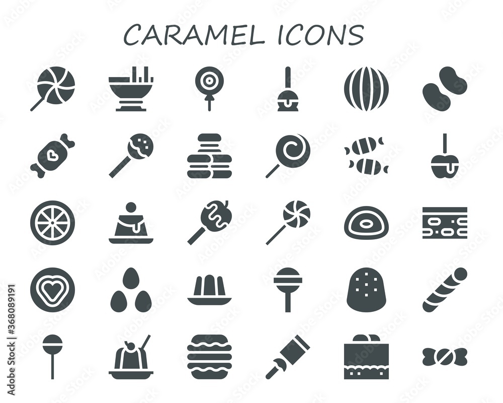 Modern Simple Set of caramel Vector filled Icons
