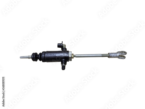 New clutch master cylinder Assembly with truck tank on isolated white background. Spare parts.