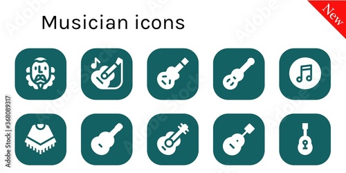 Modern Simple Set of musician Vector filled Icons