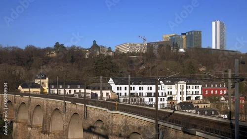 Railway viaduct and Kirchberg, Luxembourg City, Grand Duchy of Luxembourg photo