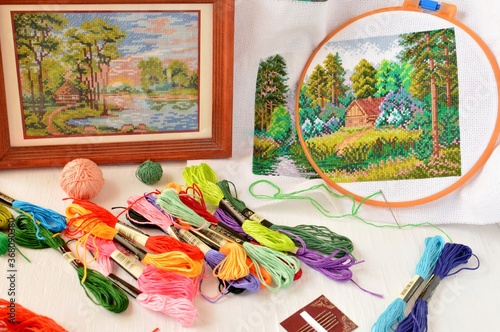 cross stitch pictures with colored threads