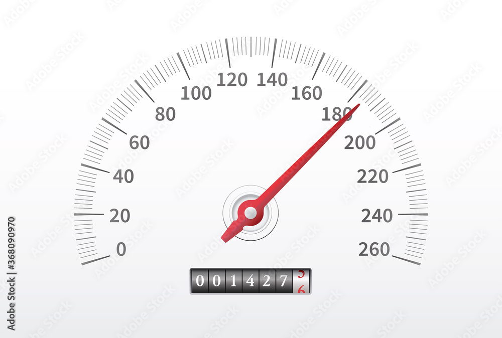 Car speedometer. Realistic speedometer with speed level scale isolated on white background. Car speedometer. Realistic speedometer with speed level scale isolated on white background.