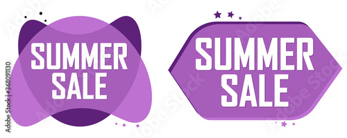 Summer Sale, set bubble banners design template, discount tags, app icons, vector illustration