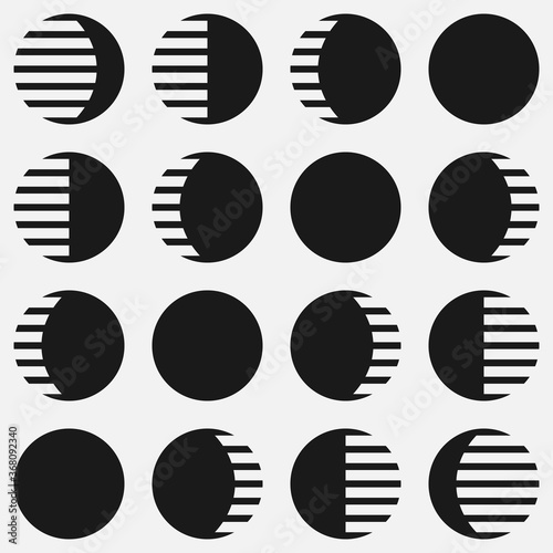 Seamless geometric pattern with Moon phases