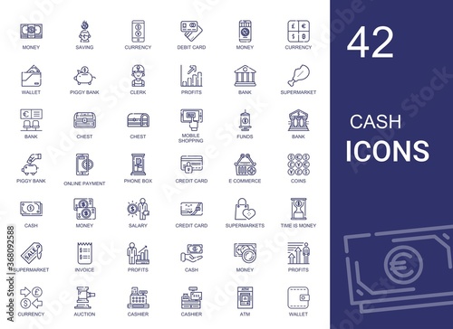 cash icons set