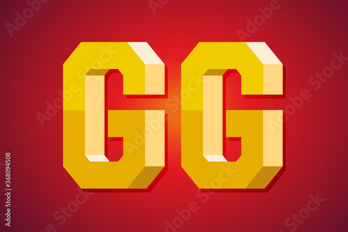 GG, good game speech. 3d text design. vector illustration