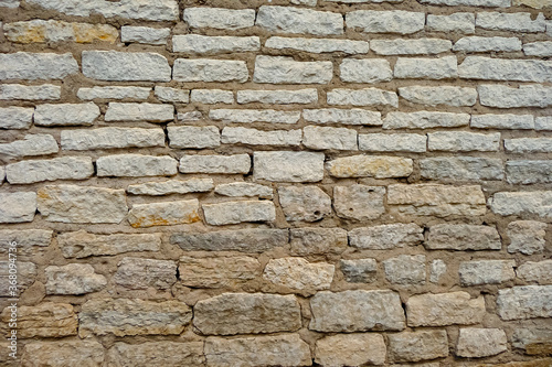 texture of old masonry made of natural raw stone