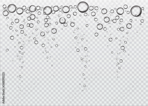 Realistic vector air bubbles. Water rain drops or air bubbles isolated on transparent background.