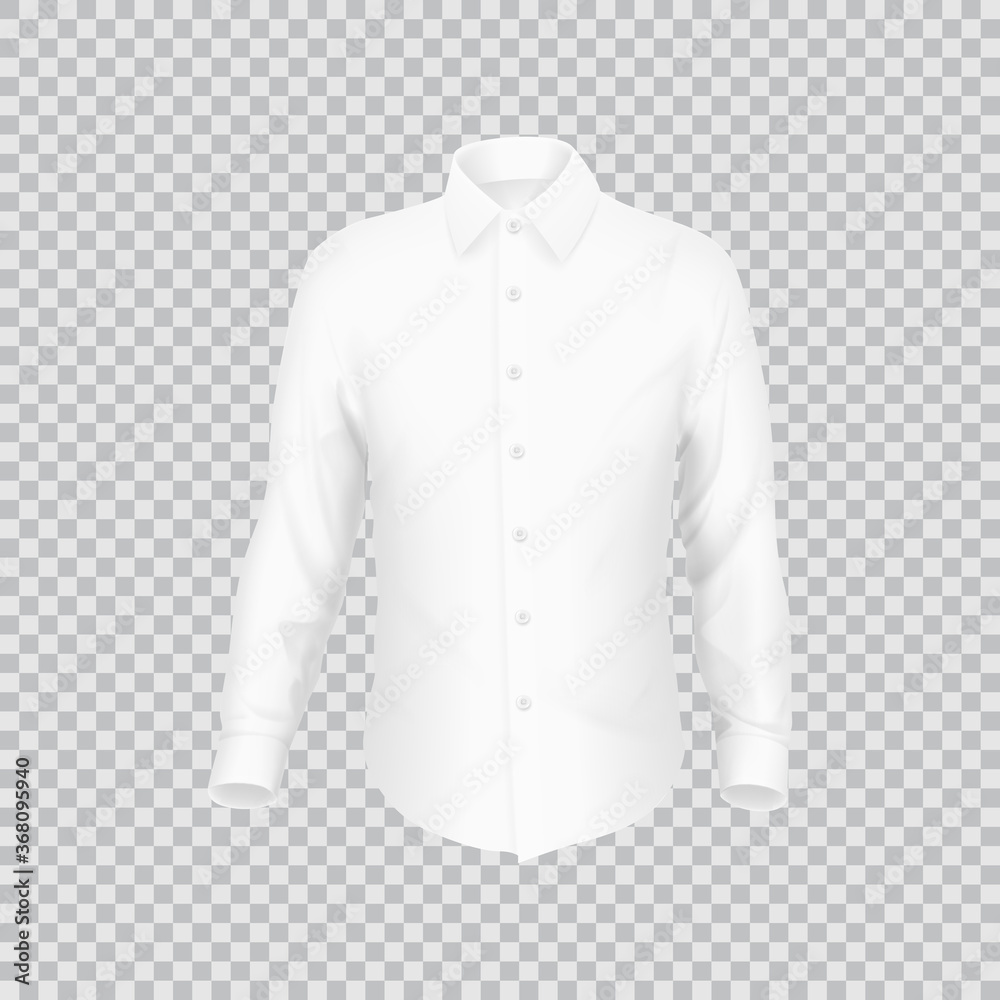 Realistic white shirt template. 3D realistic vector illustration. Front ...