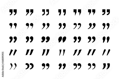 Quotes icon set. Quotation marking speech punctuation excerpt commas double comma. Vector flat style quotes signs illustration.