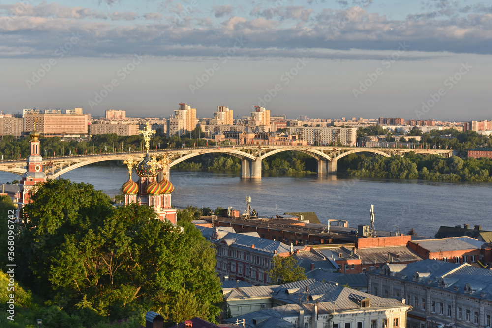 Naklejka premium Panorama of the Nizhny Novgorod waterfront