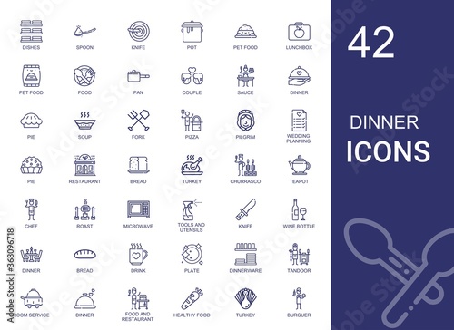 dinner icons set