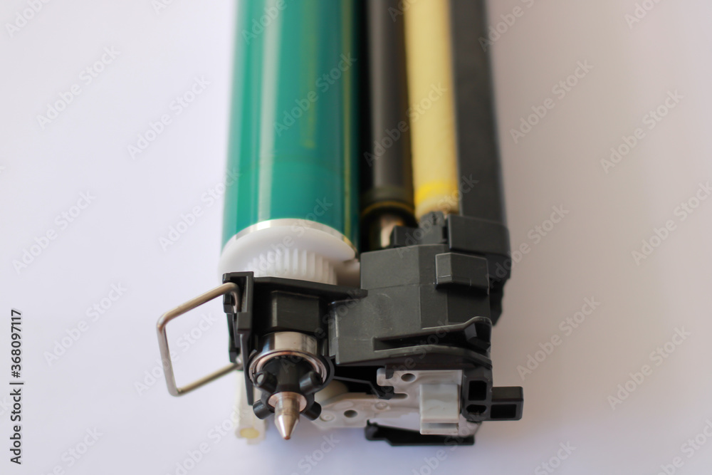 Old photosensitive drums of laser printers and copiers Stock Photo