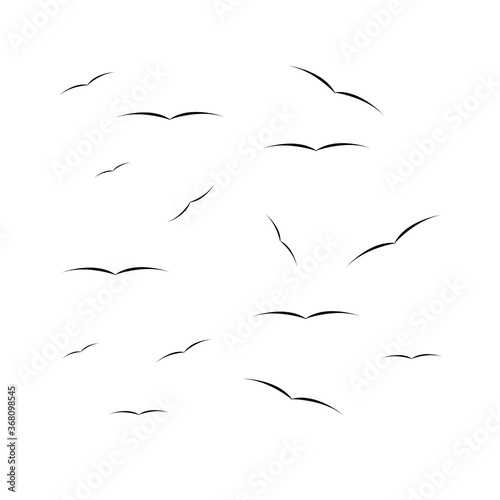 A flock of flying birds. Vector