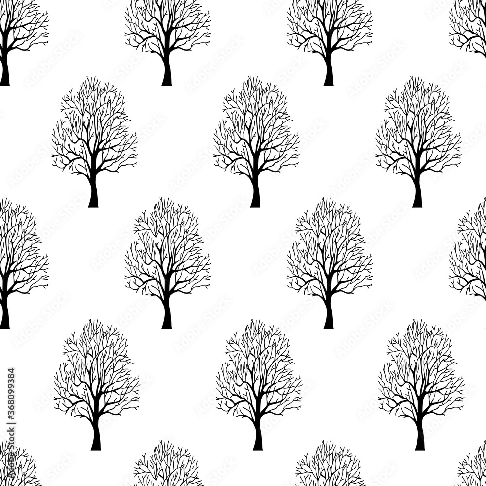 Obraz premium Seamless pattern with trees.Vector illustration forest landscape.