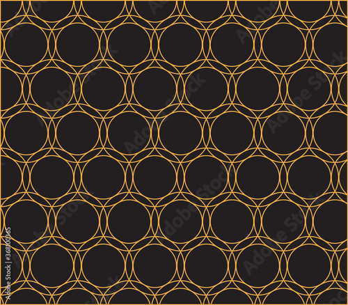 Orange circles om black background. Geometric pattern. Background design. circles and dashed lines pattern.