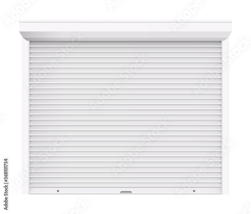 Rolling shutter door. Automatic construction door, shutter entrance door. Vector rolling shutter illustration on white background