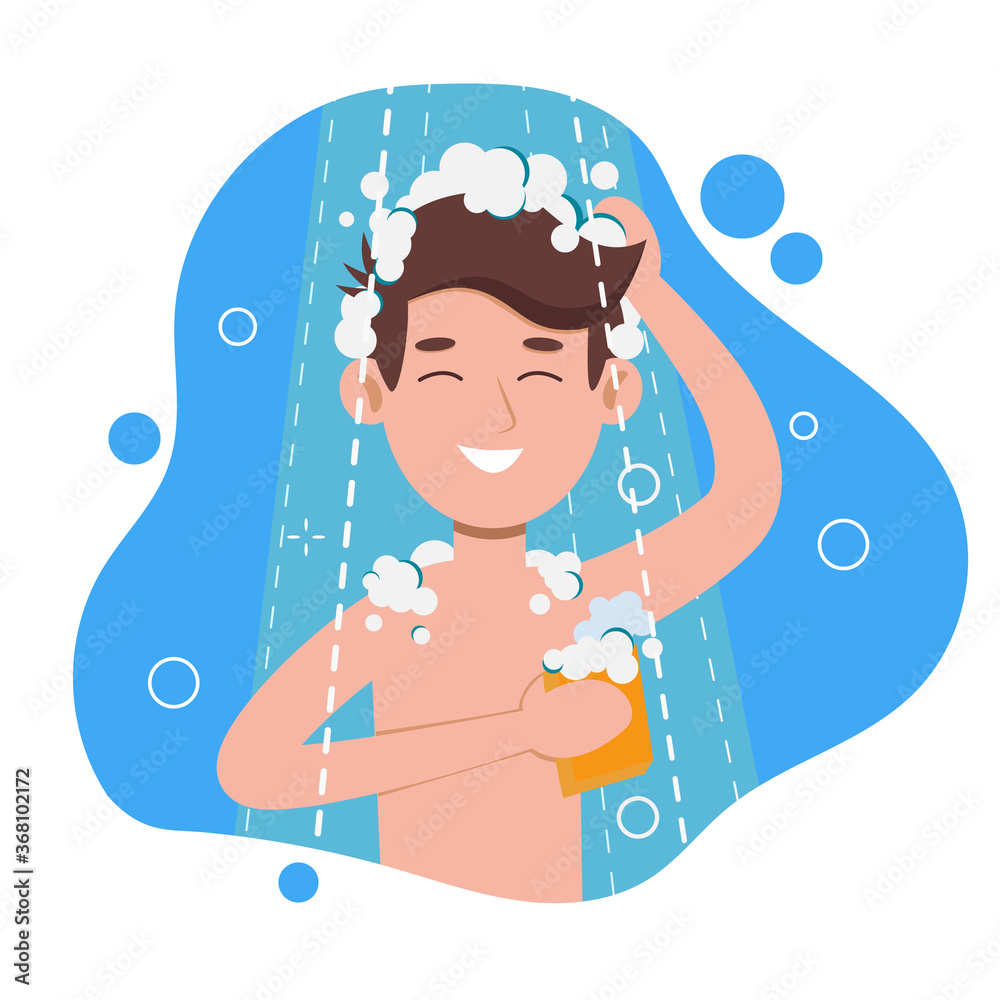 Showering cartoon