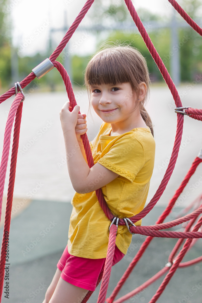 cute 6 years old girl on the playground cute 6 years old girl on the playground