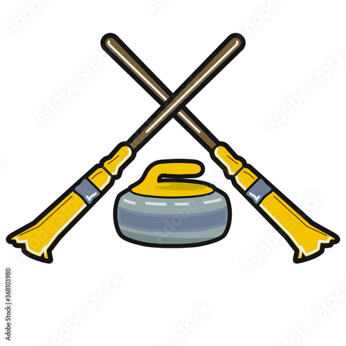 Curling brooms and rock