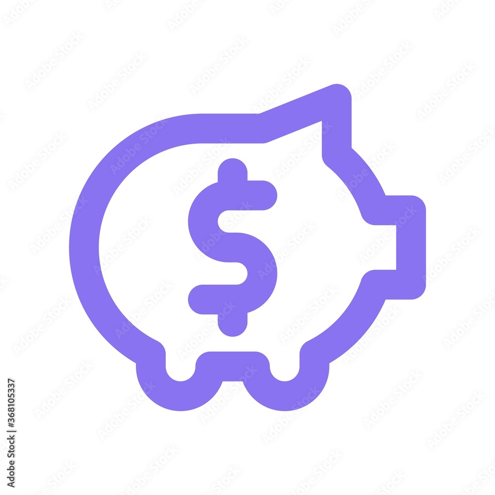 Piggy bank icon in flat design style. Save money concept. Piggy bank icon in flat design style. Save money concept.
