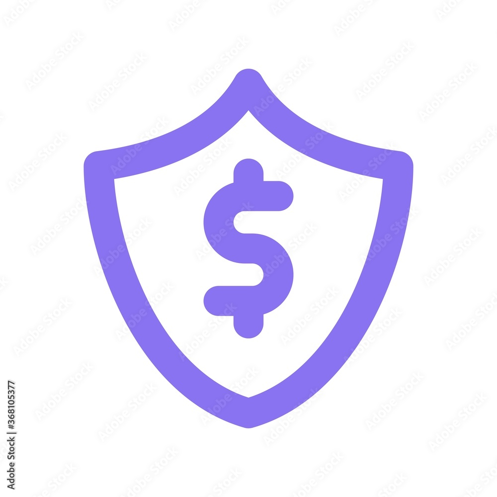 Money protection shield icon in flat design style. Insurance sign. Money protection shield icon in flat design style. Insurance sign.