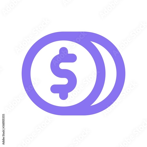 Money coin icon in flat style. Finance, investment concept.