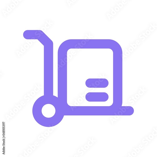 Parcel box delivery on hand truck icon illustration. Cargo shipment sign.