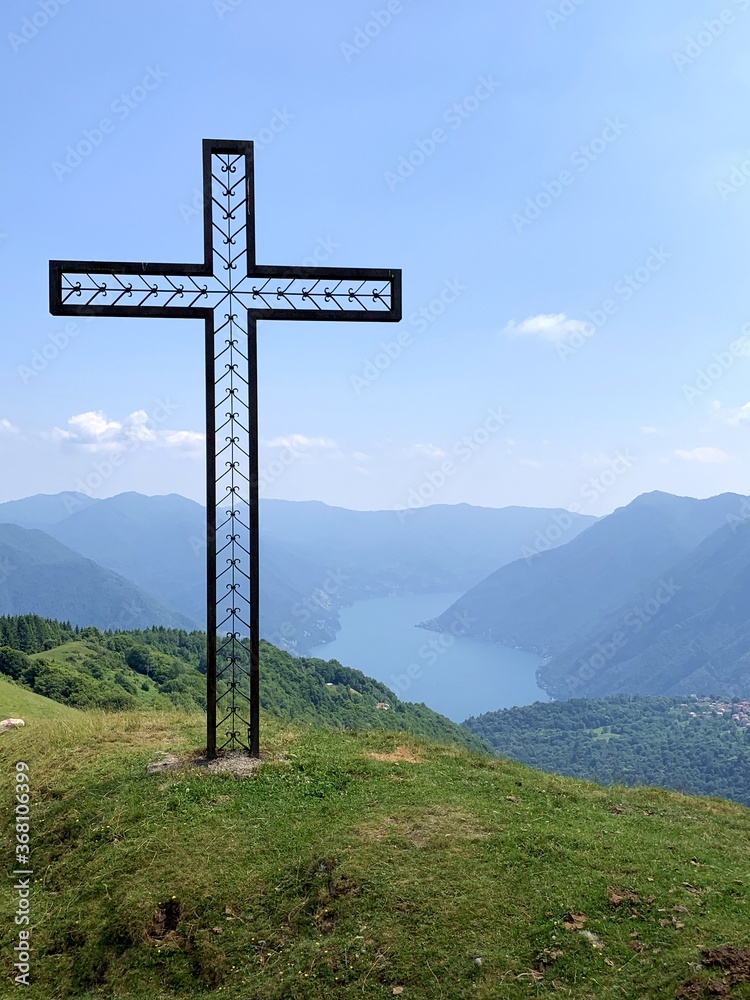 Cross on the Alpe di Colonno, on Como Lake.