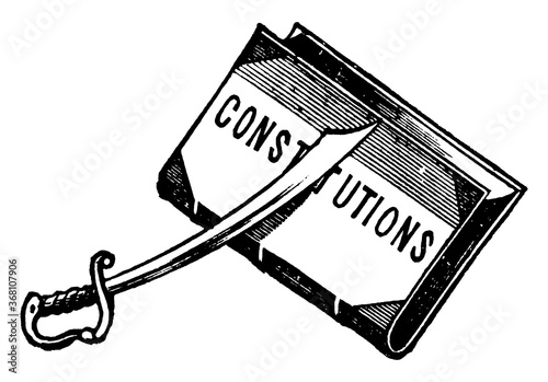 Sword and Constitution, vintage illustration.