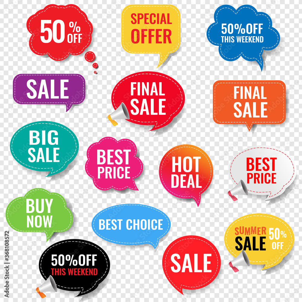 Sale Labels With Isolated Transparent Background With Gradient Mesh, Vector Illustration Sale Labels With Isolated Transparent Background With Gradient Mesh, Vector Illustration