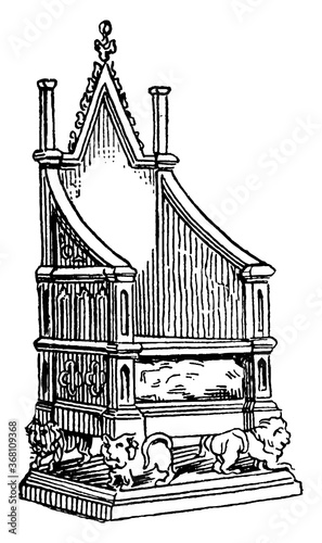 Coronation chair of England, vintage illustration.