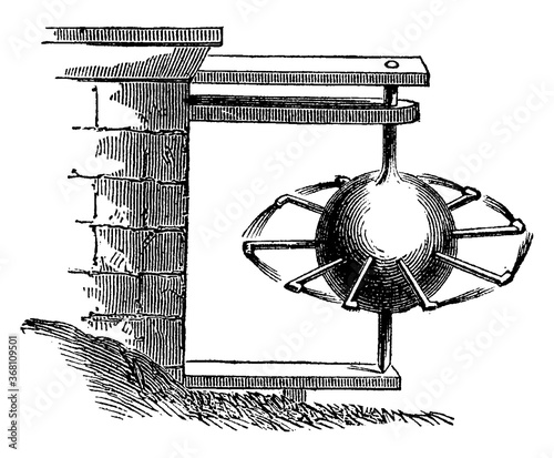 Hero's Steam Engine, vintage illustration.