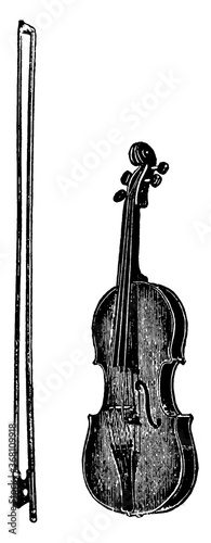 Violin/Musical Instrument, vintage illustration