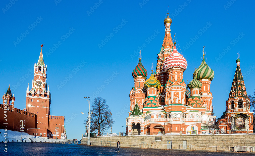 St'Basil's Cathedral and The Kremlin wall,   Moscow, Russia