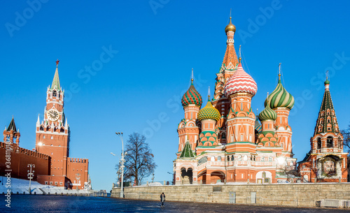 St'Basil's Cathedral and The Kremlin wall, Moscow, Russia