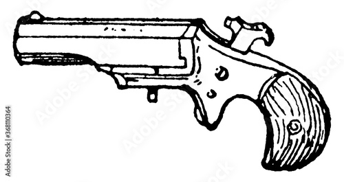 Pistol, vintage illustration.