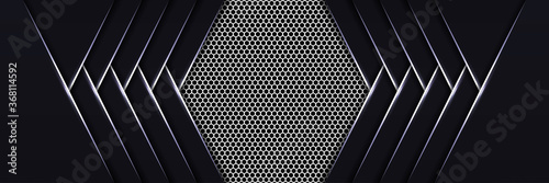 abstract luxury silver hexagon carbon fiber grid with white luminous lines background