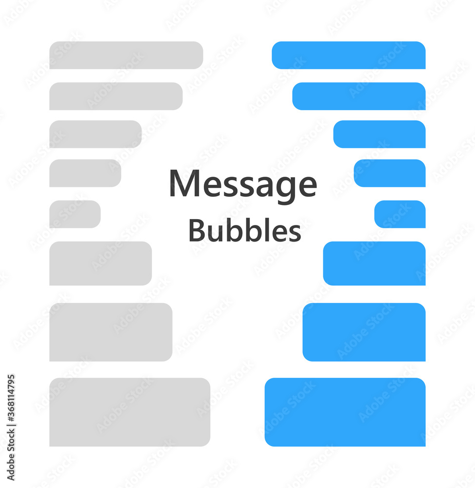 Set of chat speech bubbles. Chat messenger at bubble form in flat style. Blank message for text for web, phone with grey and blue color. Set of chat speech bubbles. Chat messenger at bubble form in flat style. Blank message for text for web, phone with grey and blue color.