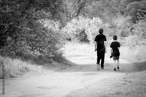 Two boys walking