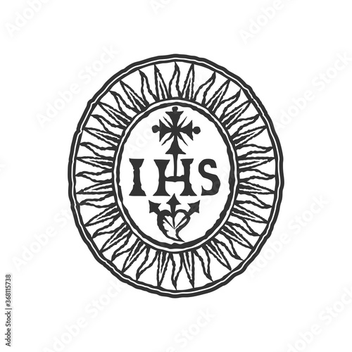 Christian symbols. Illustration of the Jesuit Order. The Society of Jesus is a religious order of the Catholic Church headquartered in Rome.