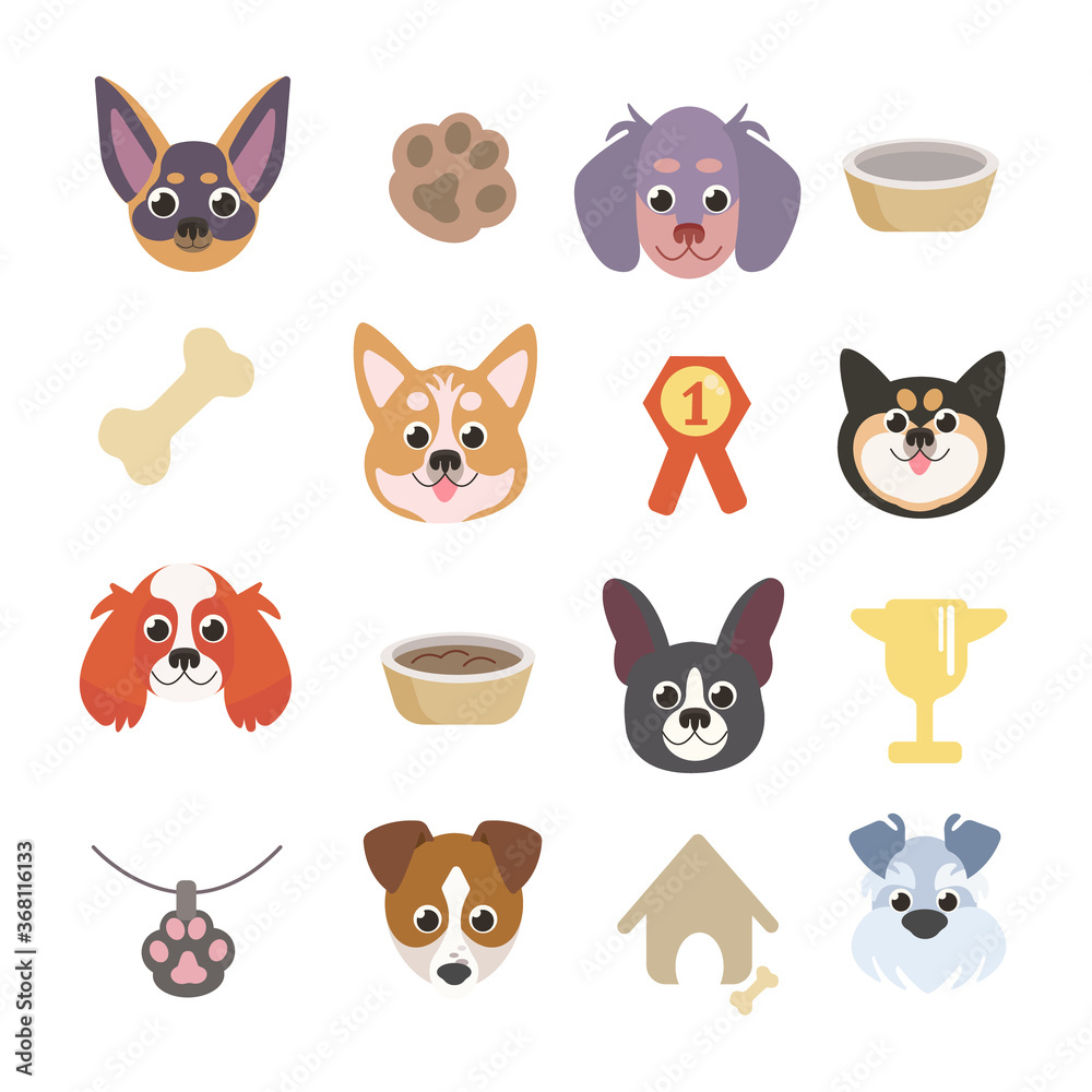 Dog care set. Isolated on a white background. Dog care set. Isolated on a white background.